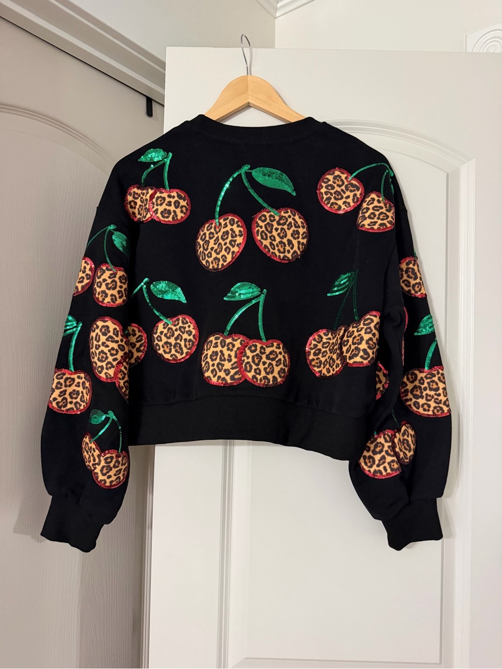 Queen of Sparkles Black Cherry Print Sweatshirt and Shorts Set - Picture 3 of 7